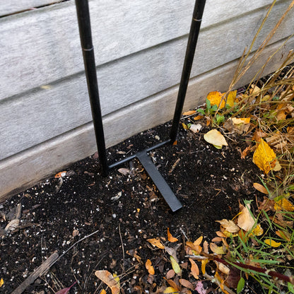 Achla Hose Caddy | Black Wrought Iron Garden Hose Holder & Stake | Small Gardens & Patios | 10 x 36.25 x 10.25 in, Compact | Model HC-05