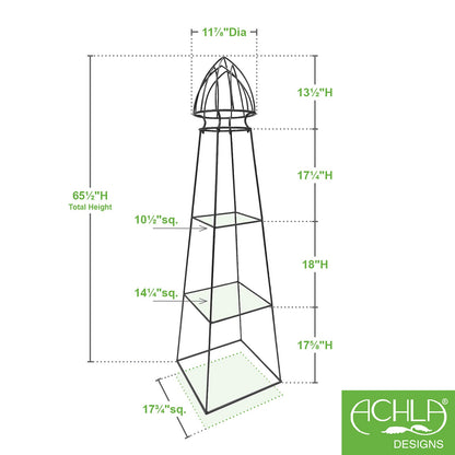 Achla Minar Pylon I 65.5in Wrought Iron Plant Trellis | Graphite Powdercoat | Garden Entryway & Vegetable Bed | 17.75 x 17.75 x 65.5 in | Model PYL-21