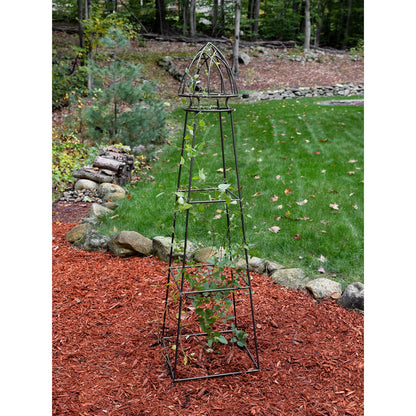 Achla Minar Pylon I 65.5in Wrought Iron Plant Trellis | Graphite Powdercoat | Garden Entryway & Vegetable Bed | 17.75 x 17.75 x 65.5 in | Model PYL-21