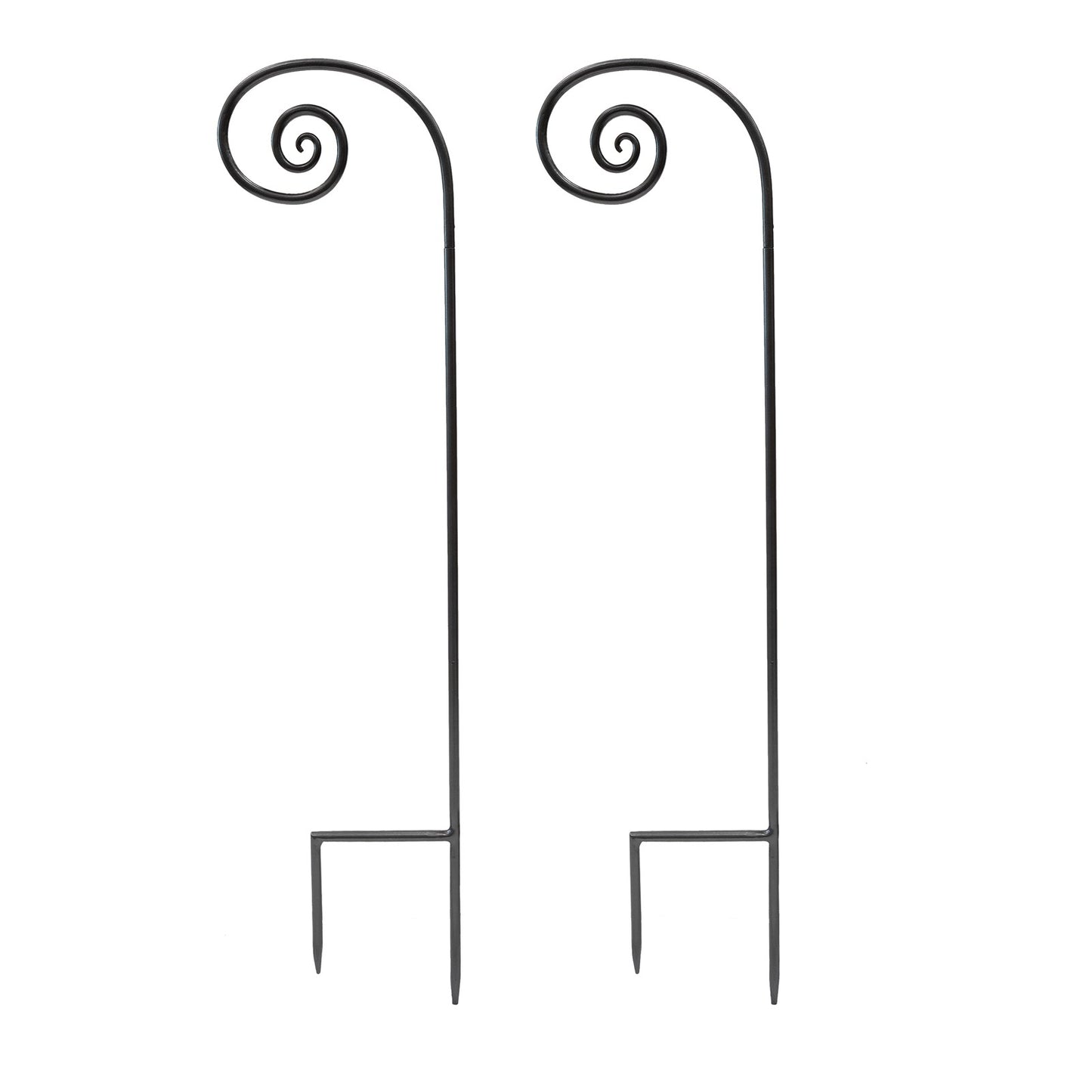 Achla Fiddlehead Poles Pack of 2 Wrought Iron Garden Stakes | Graphite Powdercoat | Lawn & Garden Path | 10 x 0.75 x 42 in | Model PYS-02-2
