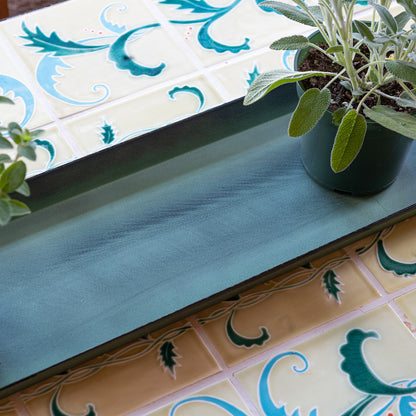Achla Small Green Flower Box Tray Pack of 2 Galvanized Steel Planter Tray | Green Patina | Windowsill & Tabletop | 22 x 6 x 1 in | Model TR-C-08-2