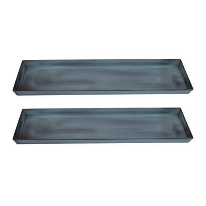 Achla Small Nantucket Blue Flower Box Tray, Pack of 2 | Galvanized Steel Planter Tray | Indoor & Outdoor Plant Drip Tray | Model TR-C-08NB-2