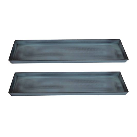 Achla Small Nantucket Blue Flower Box Tray, Pack of 2 | Galvanized Steel Planter Tray | Indoor & Outdoor Plant Drip Tray | Model TR-C-08NB-2