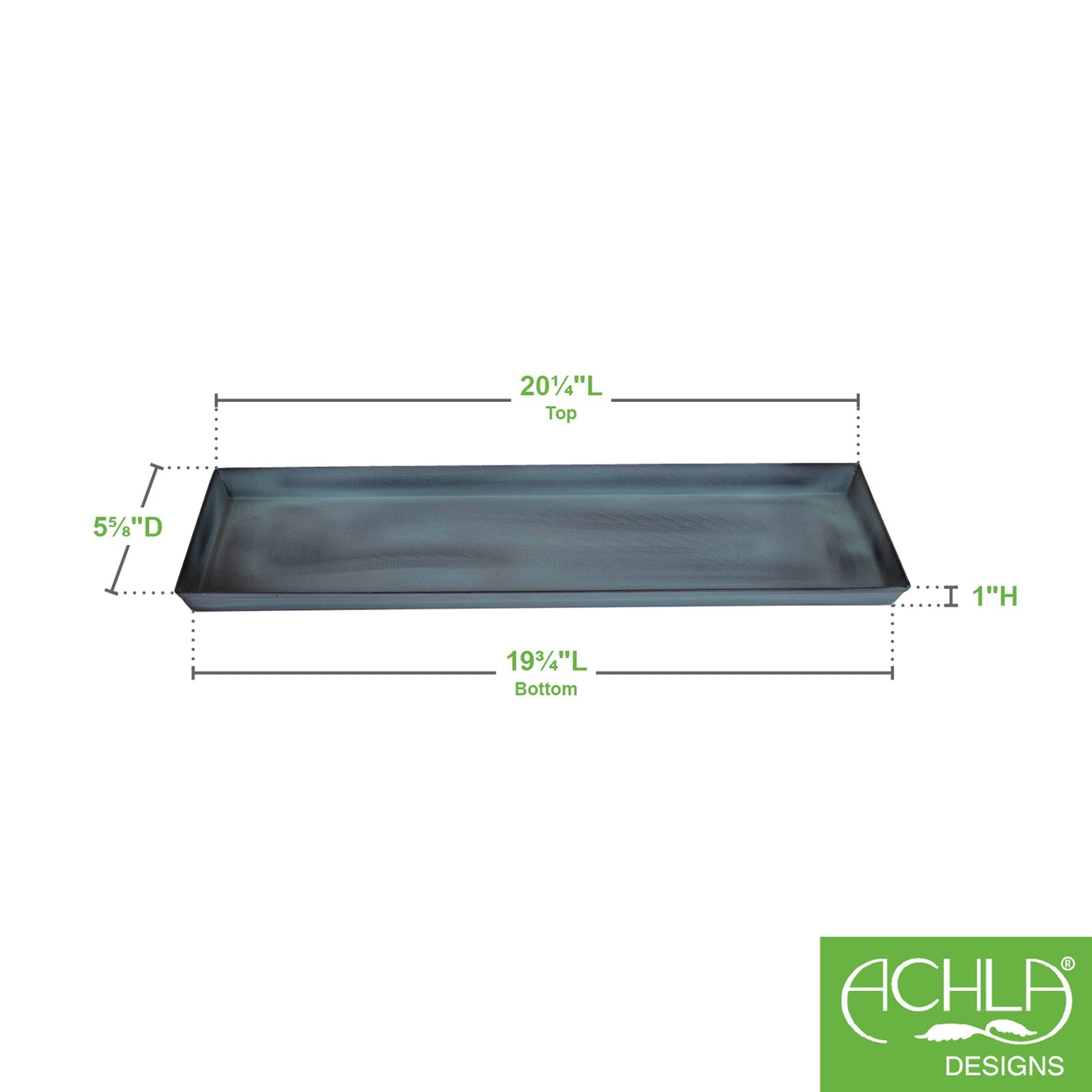 Achla Small Nantucket Blue Flower Box Tray, Pack of 2 | Galvanized Steel Planter Tray | Indoor & Outdoor Plant Drip Tray | 22 x 6 x 1 | Model TR-C-08NB-2