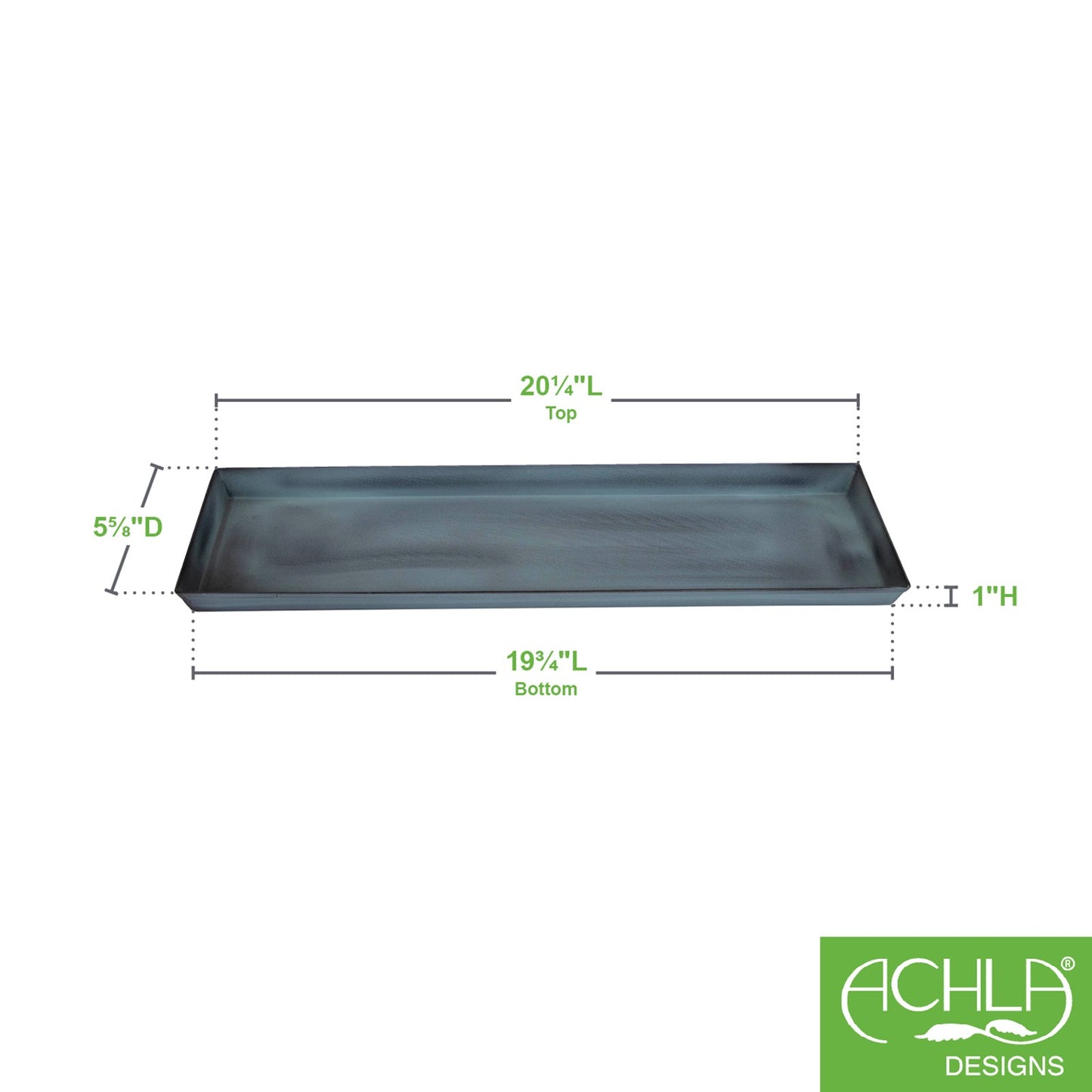 Achla Small Nantucket Blue Flower Box Tray, Pack of 2 | Galvanized Steel Planter Tray | Indoor & Outdoor Plant Drip Tray | Model TR-C-08NB-2