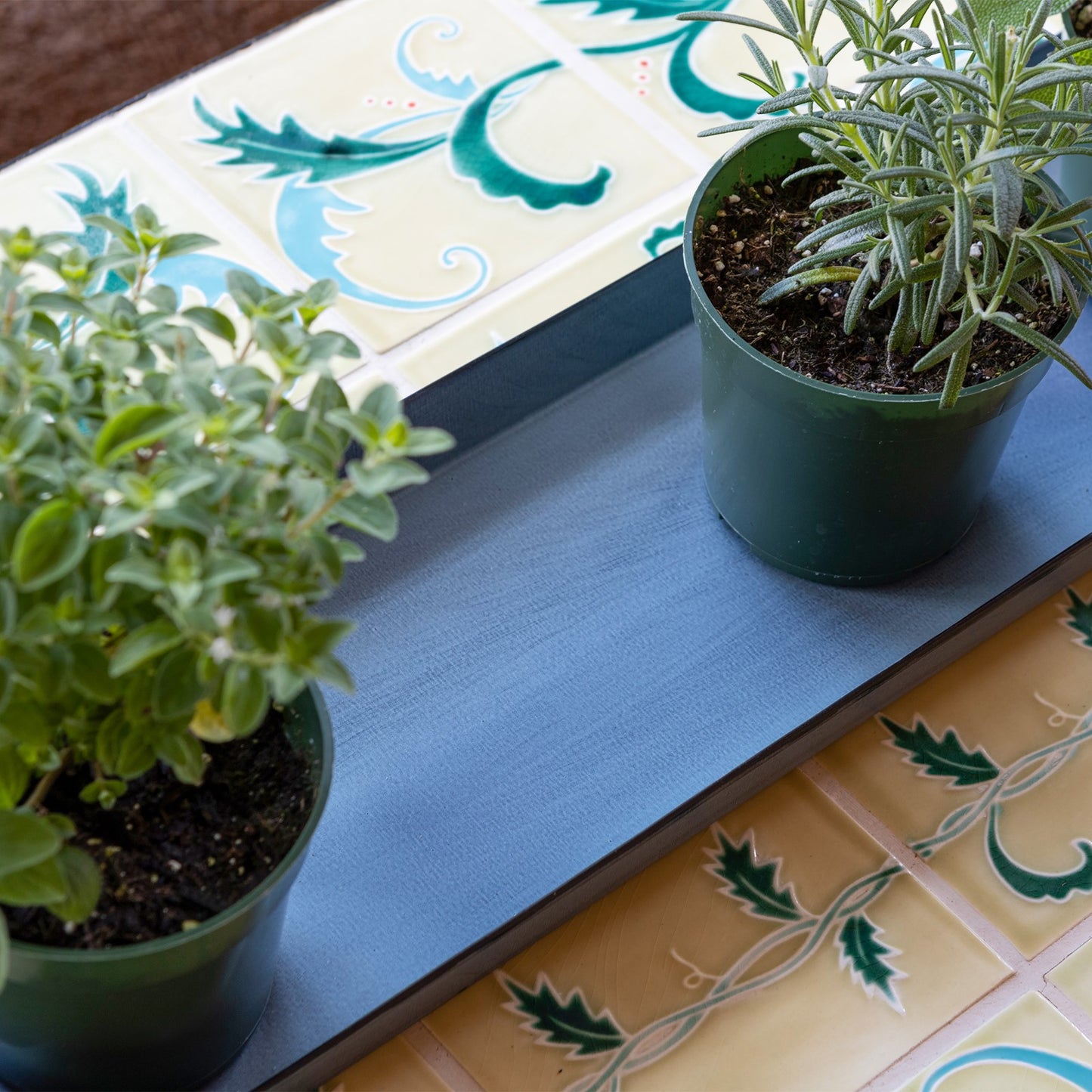 Achla Small Nantucket Blue Flower Box Tray, Pack of 2 | Galvanized Steel Planter Tray | Indoor & Outdoor Plant Drip Tray | 22 x 6 x 1 | Model TR-C-08NB-2