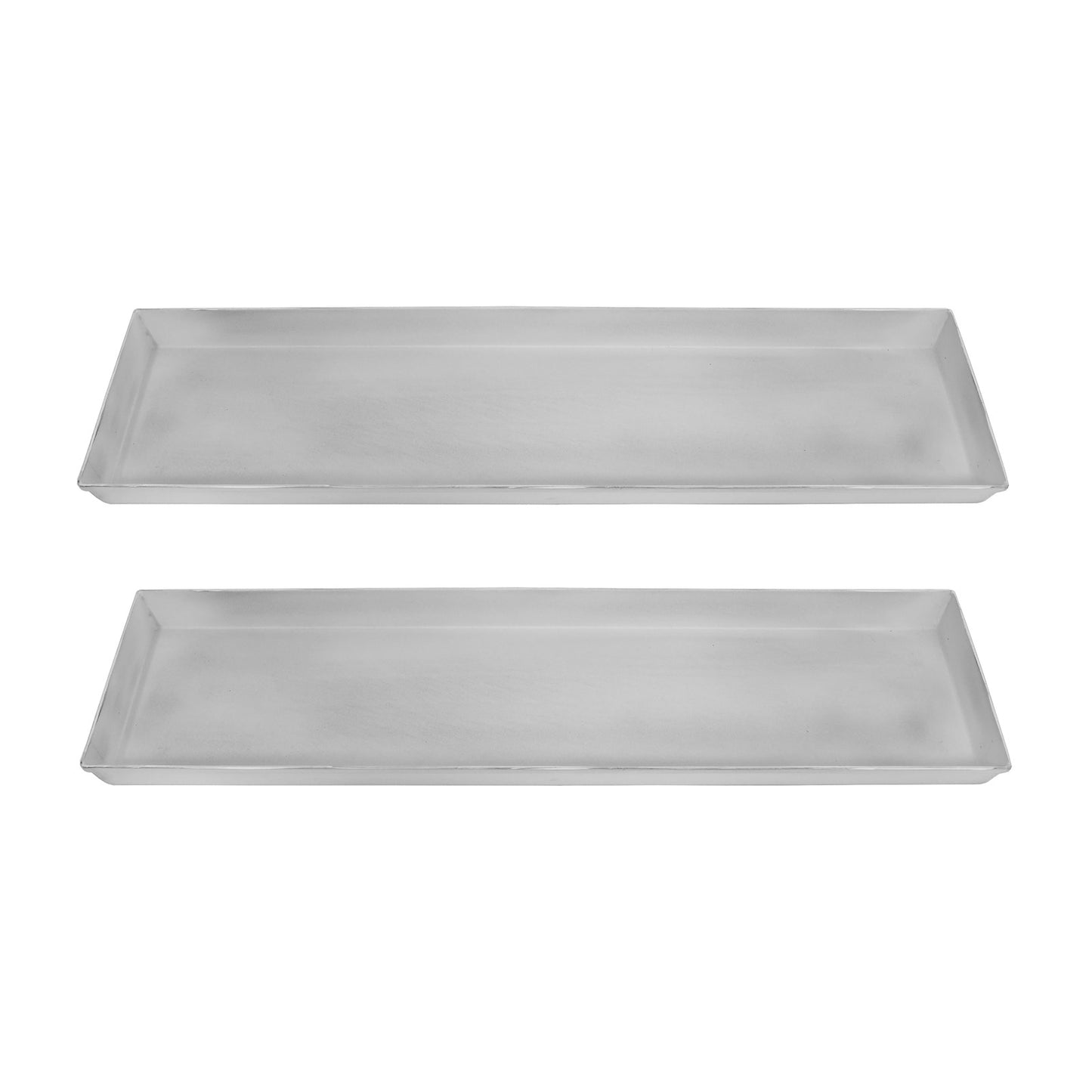 Achla Small Cape Cod White Flower Box Tray Pack of 2 | Galvanized Steel Planter Tray | Indoor & Outdoor Drip Protection | Model TR-C-08W-2