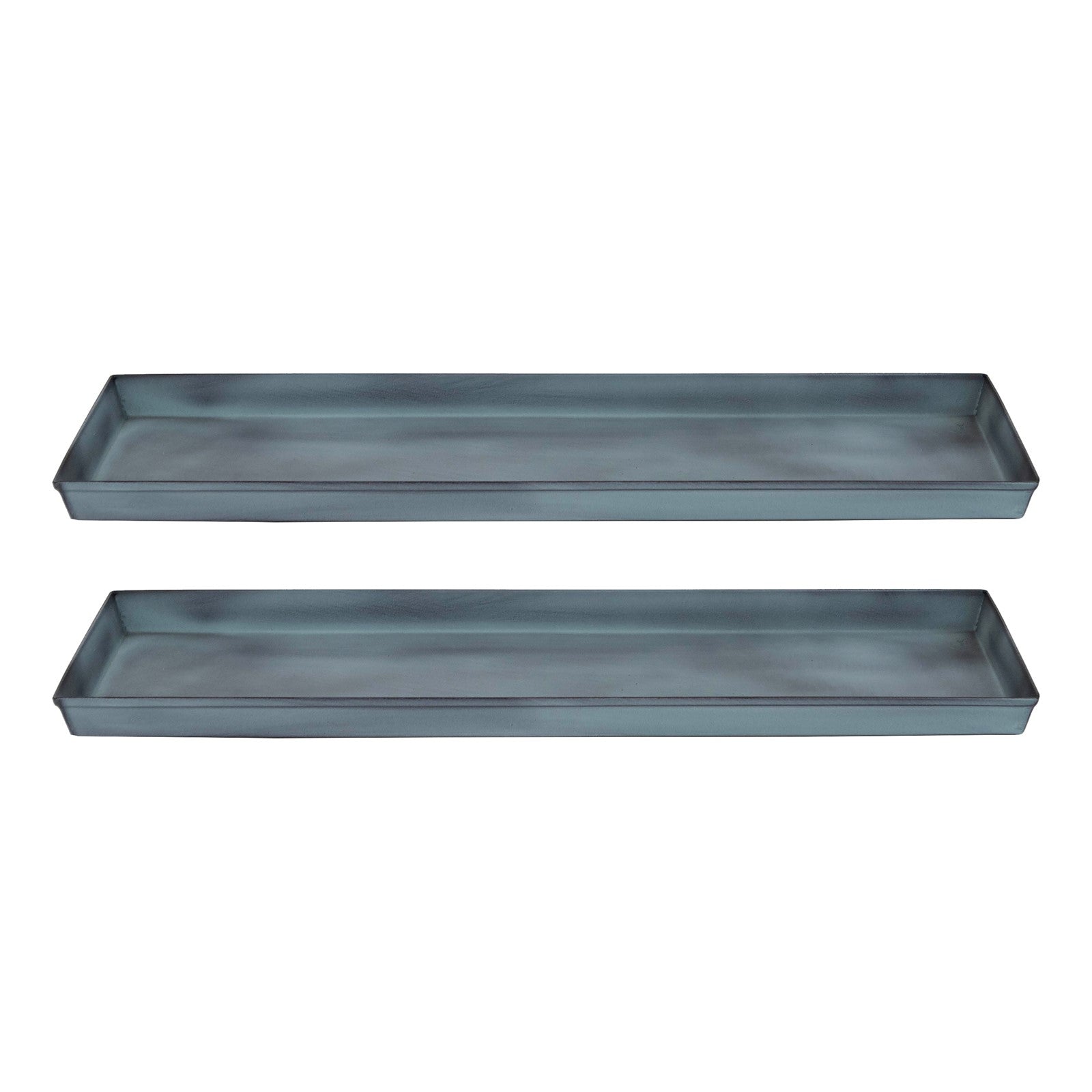 Achla Medium Nantucket Blue Flower Box Tray, Pack of 2 | Galvanized Steel Planter Tray | Indoor & Outdoor Plant Drip Tray | 23 x 9 x 1 | Model TR-C-20NB-2