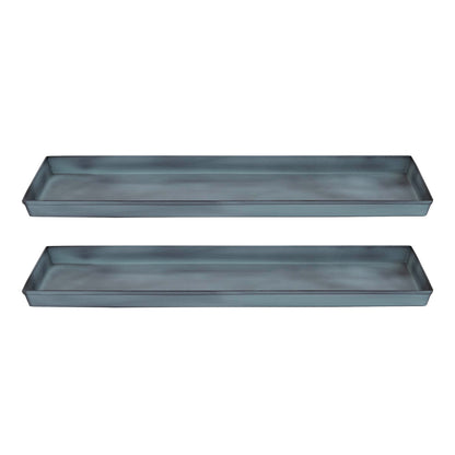 Achla Medium Nantucket Blue Flower Box Tray, Pack of 2 | Galvanized Steel Planter Tray | Indoor & Outdoor Plant Drip Tray | Model TR-C-20NB-2