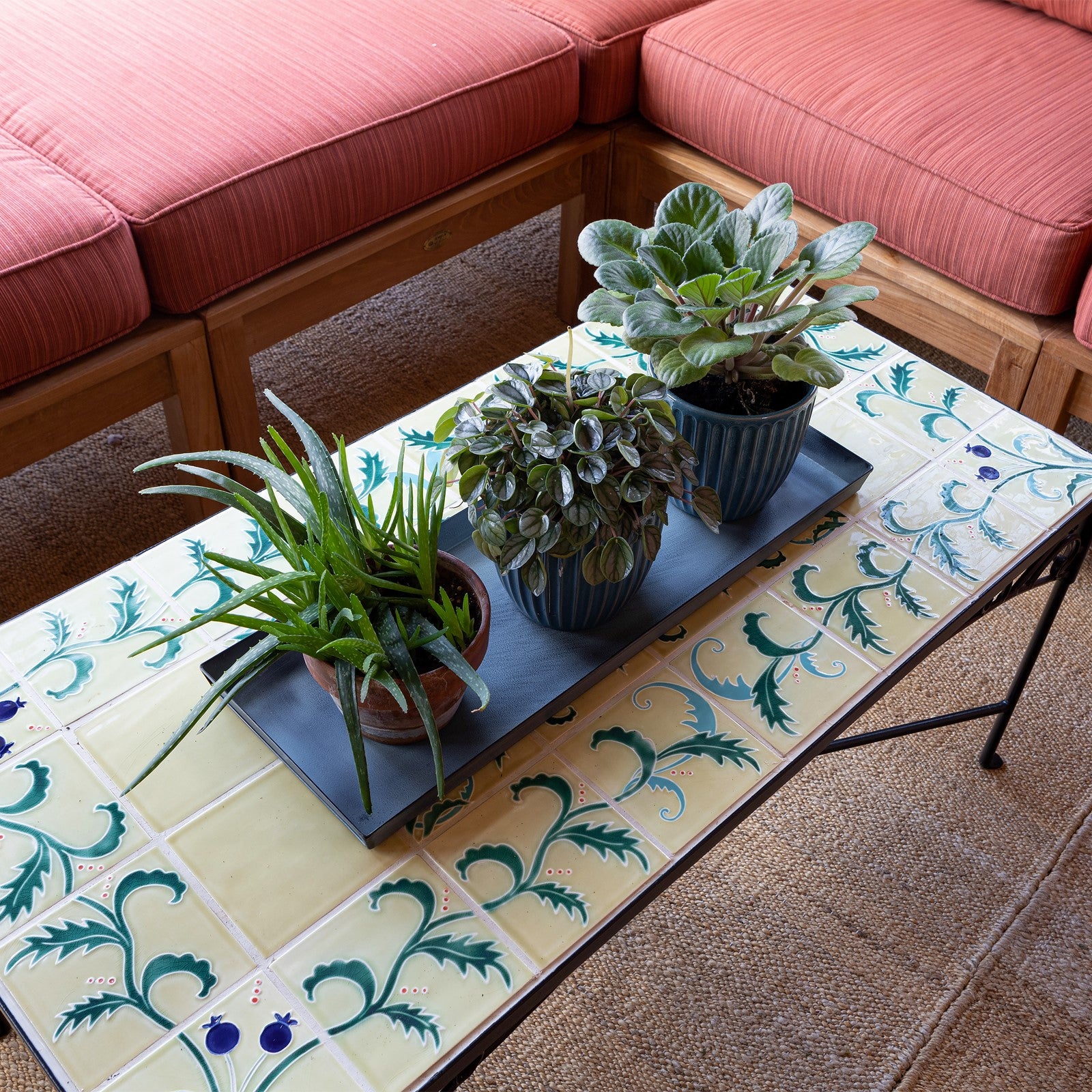 Achla Medium Nantucket Blue Flower Box Tray, Pack of 2 | Galvanized Steel Planter Tray | Indoor & Outdoor Plant Drip Tray | 23 x 9 x 1 | Model TR-C-20NB-2