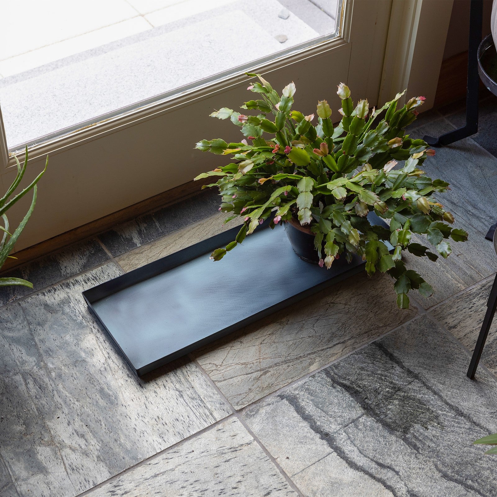 Achla Medium Nantucket Blue Flower Box Tray, Pack of 2 | Galvanized Steel Planter Tray | Indoor & Outdoor Plant Drip Tray | 23 x 9 x 1 | Model TR-C-20NB-2