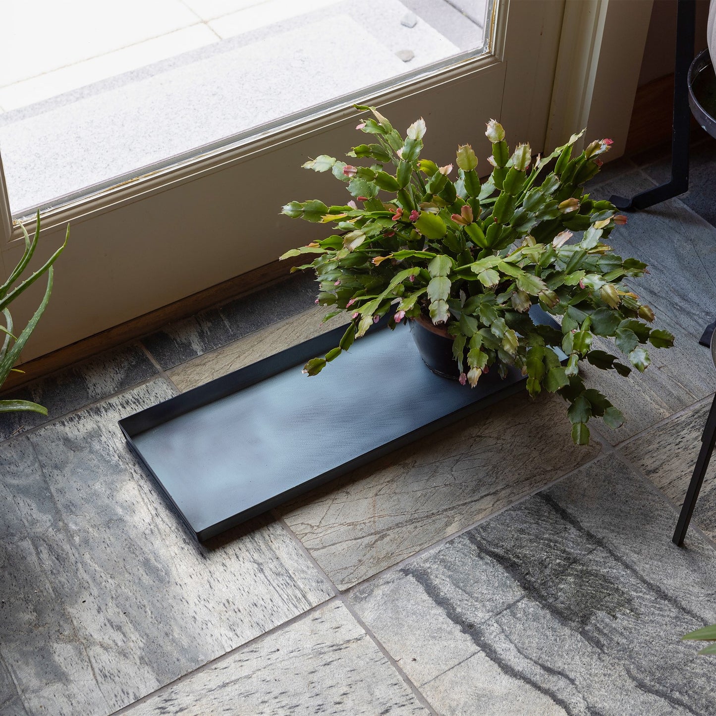 Achla Medium Nantucket Blue Flower Box Tray, Pack of 2 | Galvanized Steel Planter Tray | Indoor & Outdoor Plant Drip Tray | Model TR-C-20NB-2
