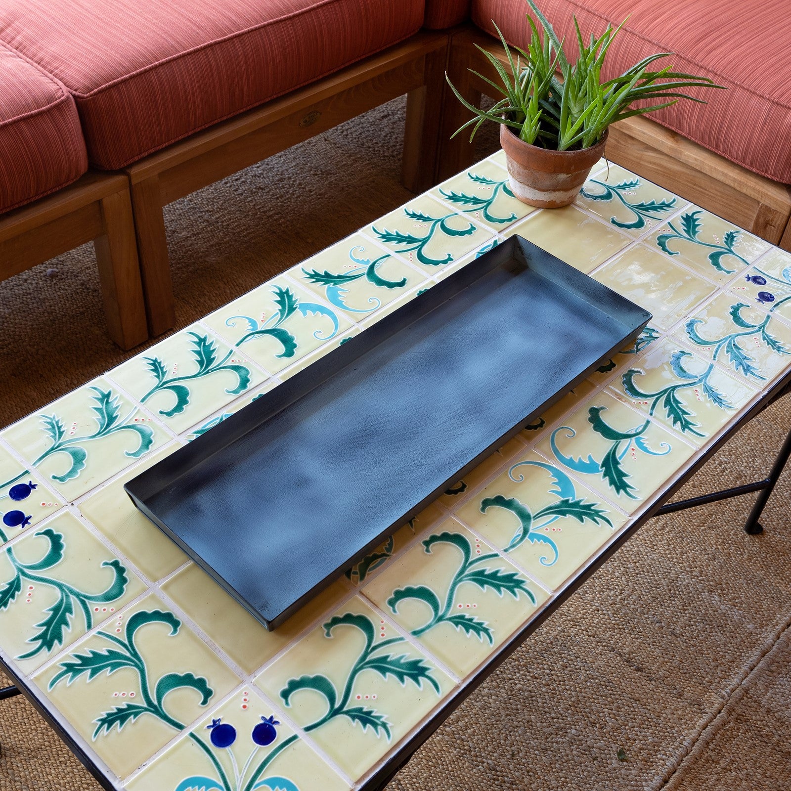 Achla Medium Nantucket Blue Flower Box Tray, Pack of 2 | Galvanized Steel Planter Tray | Indoor & Outdoor Plant Drip Tray | 23 x 9 x 1 | Model TR-C-20NB-2