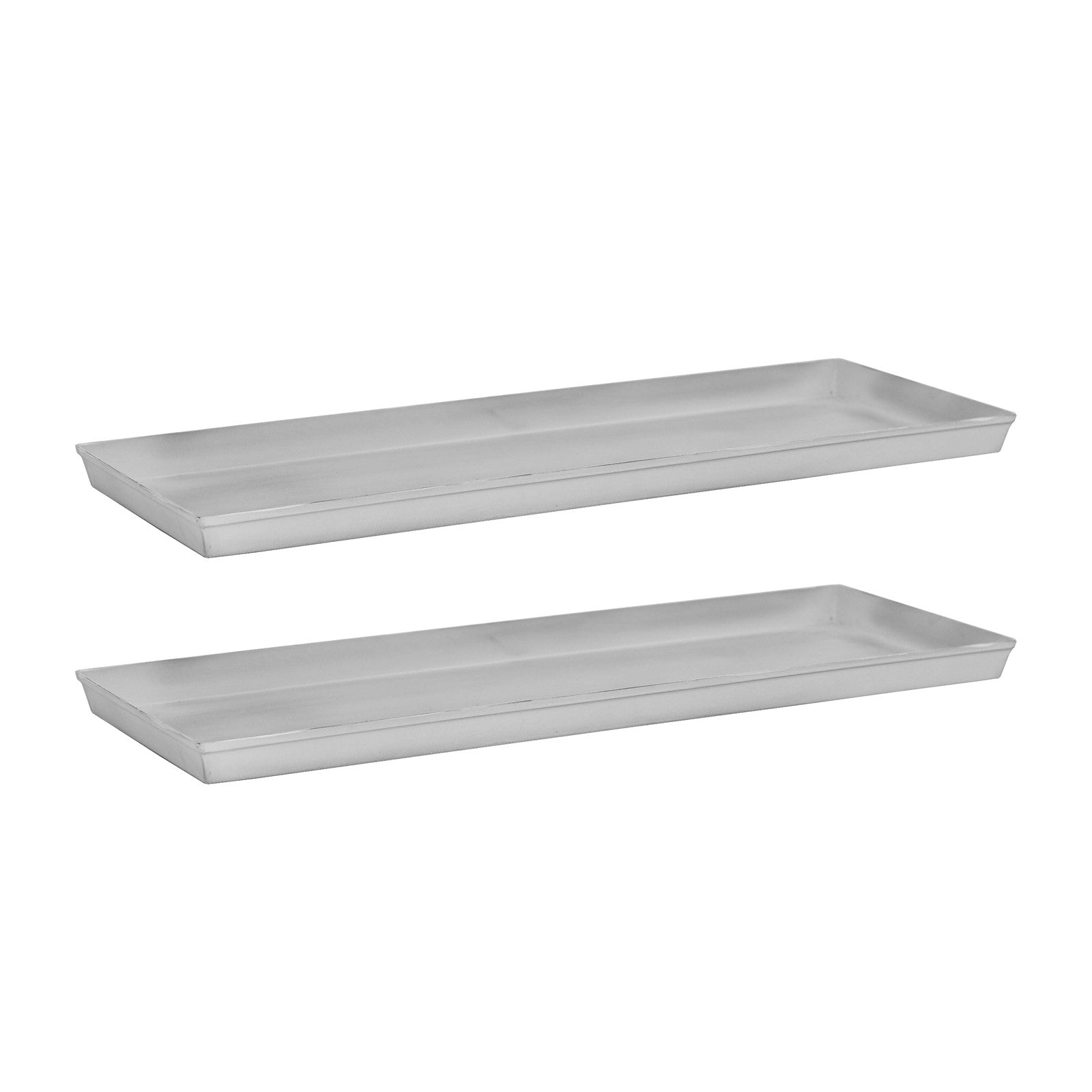 Achla Medium Cape Cod White Flower Box Tray, Pack of 2 | Galvanized Steel Planter Tray | Indoor & Outdoor Plant Drip Tray | 23 x 9 x 1 | Model TR-C-20W-2