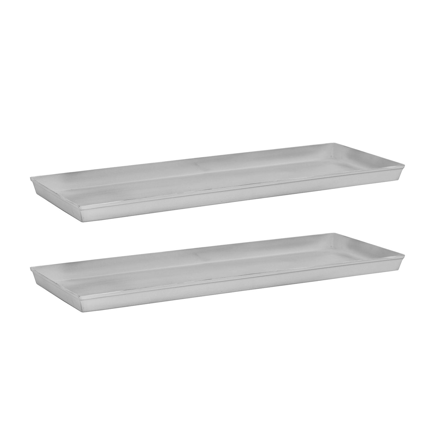 Achla Medium Cape Cod White Flower Box Tray, Pack of 2 | Galvanized Steel Planter Tray | Indoor & Outdoor Plant Drip Tray | Model TR-C-20W-2