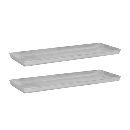 Achla Medium Cape Cod White Flower Box Tray, Pack of 2 | Galvanized Steel Planter Tray | Indoor & Outdoor Plant Drip Tray | Model TR-C-20W-2