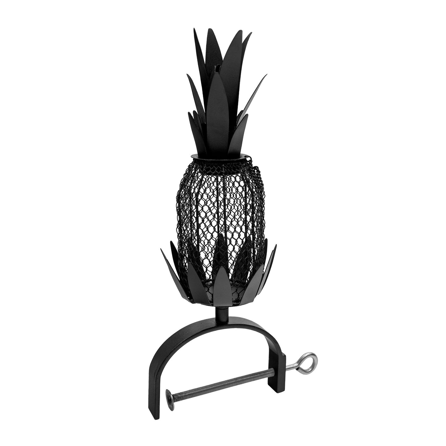 Achla Railing Pineapple Feeder | Steel Wire Mesh Black & Nickel | Deck & Porch Bird Feeder for Sunflower Seeds, Suet, Mealworms | 9 | Model VBF-02-OR