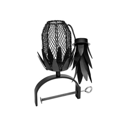 Achla Railing Pineapple Bird Feeder | Steel Wire Mesh Black & Nickel | Deck & Porch Bird Feeder for Sunflower Seeds, Suet | Model VBF-02-OR