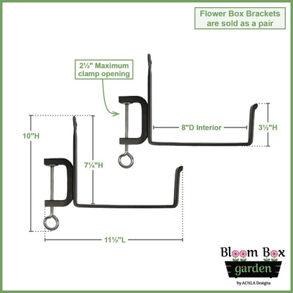 Achla Bloom Box Garden Growing Kit Medium | Green Patina Galvanized Steel and Black Wrought Iron | Deck & Balcony Container | Model VFB-05-RM-GK2