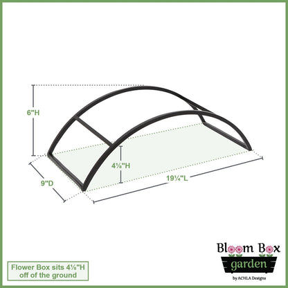 Achla Bloom Box Garden Growing Kit Medium | Green Patina Galvanized Steel and Black Wrought Iron Stand | Deck & Balcony Container | Model VFB-05-S-GK2