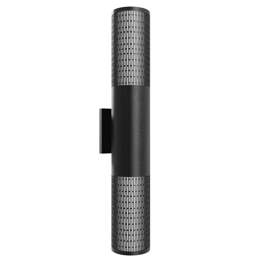 Avenue Lighting Avenue Outdoor 24in 1-Light Cylindrical Sconce | Modern Grid Black Aluminum and Acrylic | Covered Patio & Entryway | Model AV2824-BLK