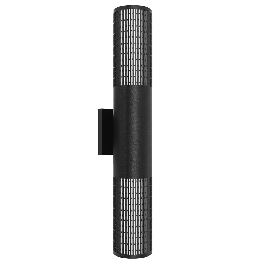 Avenue Lighting Avenue Outdoor 24in 1-Light Cylindrical Sconce | Modern Grid Black Aluminum and Acrylic | Covered Patio & Entryway | Model AV2824-BLK