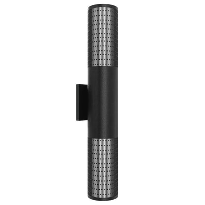 Avenue Lighting Avenue Outdoor 24in 1-Light Cylindrical Sconce | Modern Grid Black Aluminum and Acrylic | Covered Patio & Entryway | Model AV2824-BLK