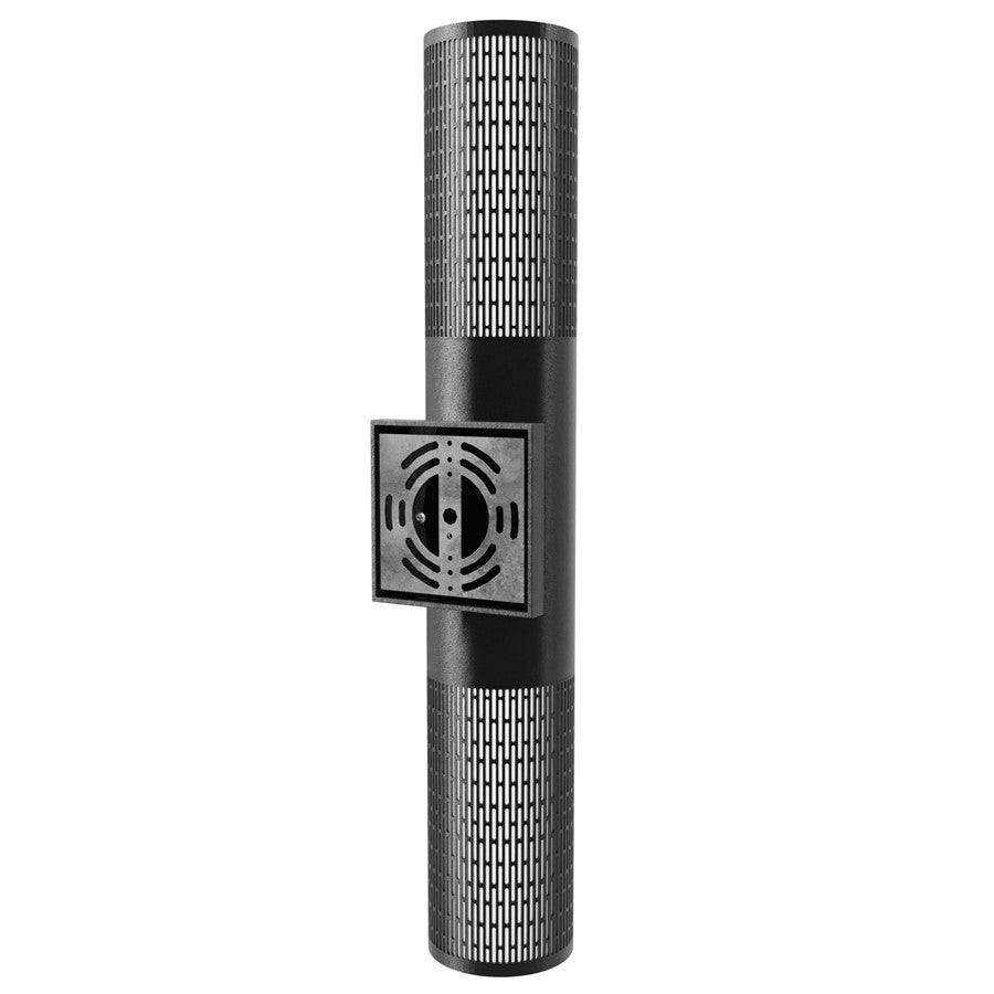 Avenue Lighting Avenue Outdoor 24in 1-Light Cylindrical Sconce | Modern Grid Black Aluminum and Acrylic | Covered Patio & Entryway | Model AV2824-BLK
