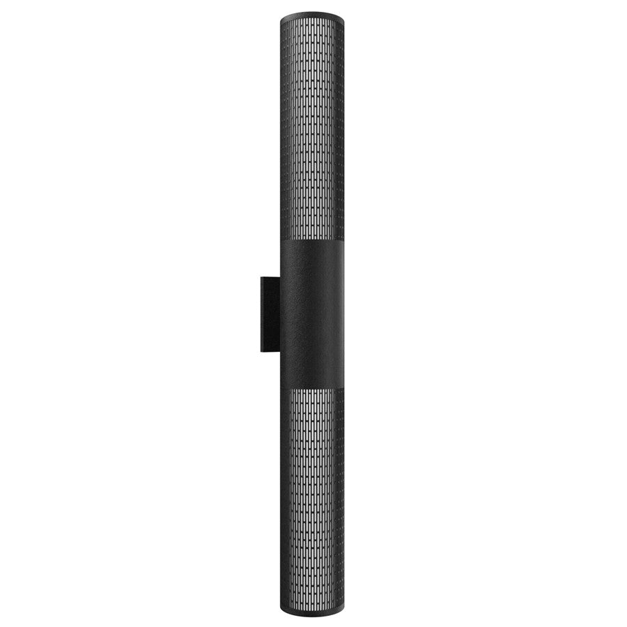 Avenue Lighting Avenue Outdoor 36in 1-Light Cylindrical Sconce | Modern Grid Black Aluminum and Acrylic | Covered Patio & Entryway | Model AV2836-BLK