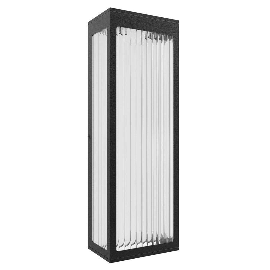 Avenue Lighting Avenue Outdoor 18in 1-Light Outdoor Sconce | Modern Black Aluminum & Ribbed Glass | Entryway & Patio | Model AV9902-BLK
