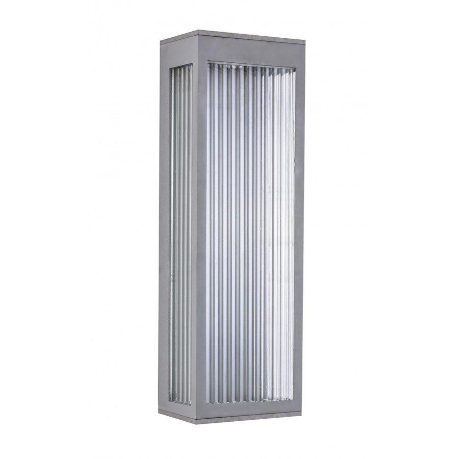 Avenue Lighting Avenue Outdoor 18in 1-Light Outdoor Sconce | Modern Silver Aluminum and Ribbed Glass | Entryway & Covered Patio | Model AV9902-SLV