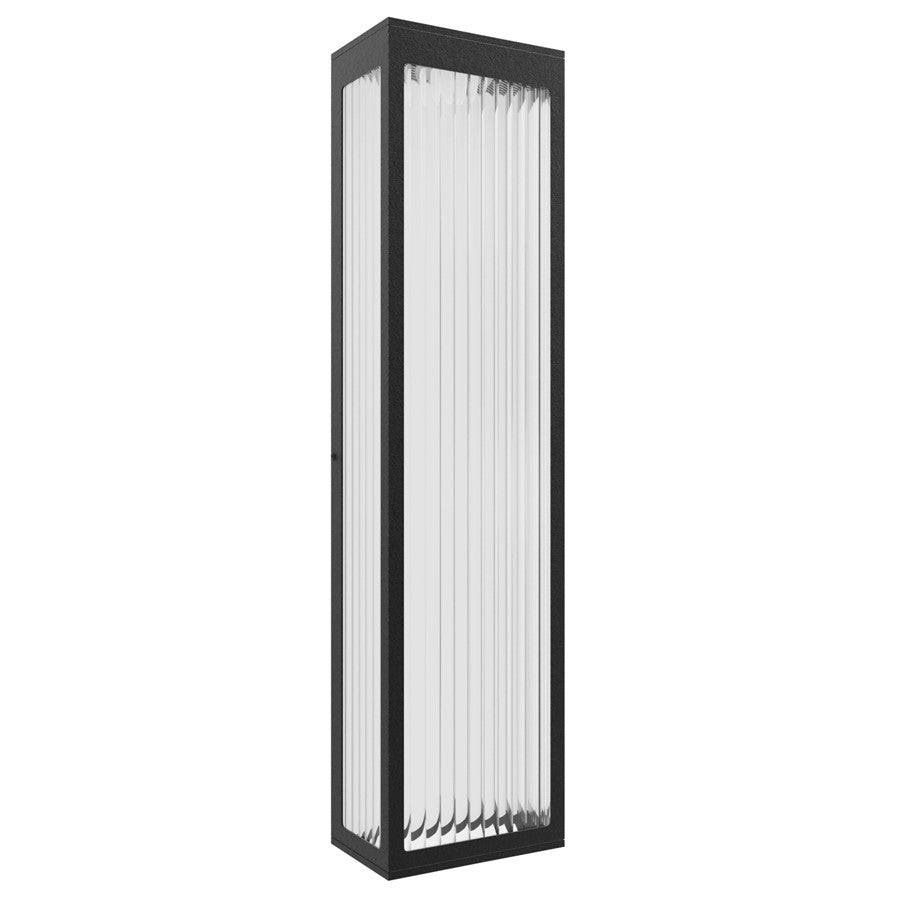 Avenue Lighting Avenue Outdoor 24in 1-Light Outdoor Sconce | Modern Black Aluminum and Ribbed Glass | Entryway & Covered Patio | Model AV9903-BLK