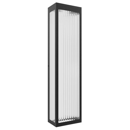 Avenue Lighting Avenue Outdoor 24in 1-Light Outdoor Sconce | Modern Black Aluminum and Ribbed Glass | Entryway & Covered Patio | Model AV9903-BLK