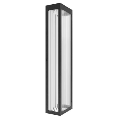 Avenue Lighting Avenue Outdoor 24in 1-Light Outdoor Sconce | Modern Black Aluminum and Ribbed Glass | Entryway & Covered Patio | Model AV9903-BLK