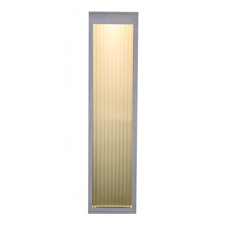 Avenue Lighting Avenue Outdoor 24in 1-Light Outdoor Sconce | Modern Silver Aluminum and Ribbed Glass | Entryway & Covered Patio | Model AV9903-SLV