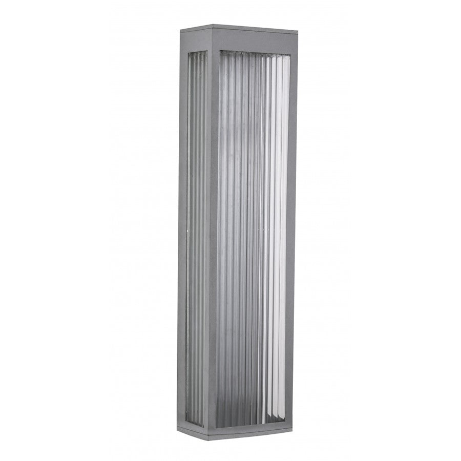 Avenue Lighting Avenue Outdoor 24in 1-Light Outdoor Sconce | Modern Silver Aluminum and Ribbed Glass | Entryway & Covered Patio | Model AV9903-SLV