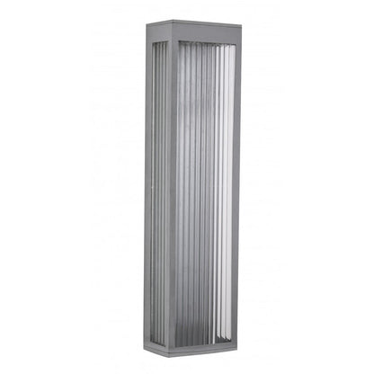 Avenue Lighting Avenue Outdoor 24in 1-Light Outdoor Sconce | Modern Silver Aluminum and Ribbed Glass | Entryway & Covered Patio | Model AV9903-SLV