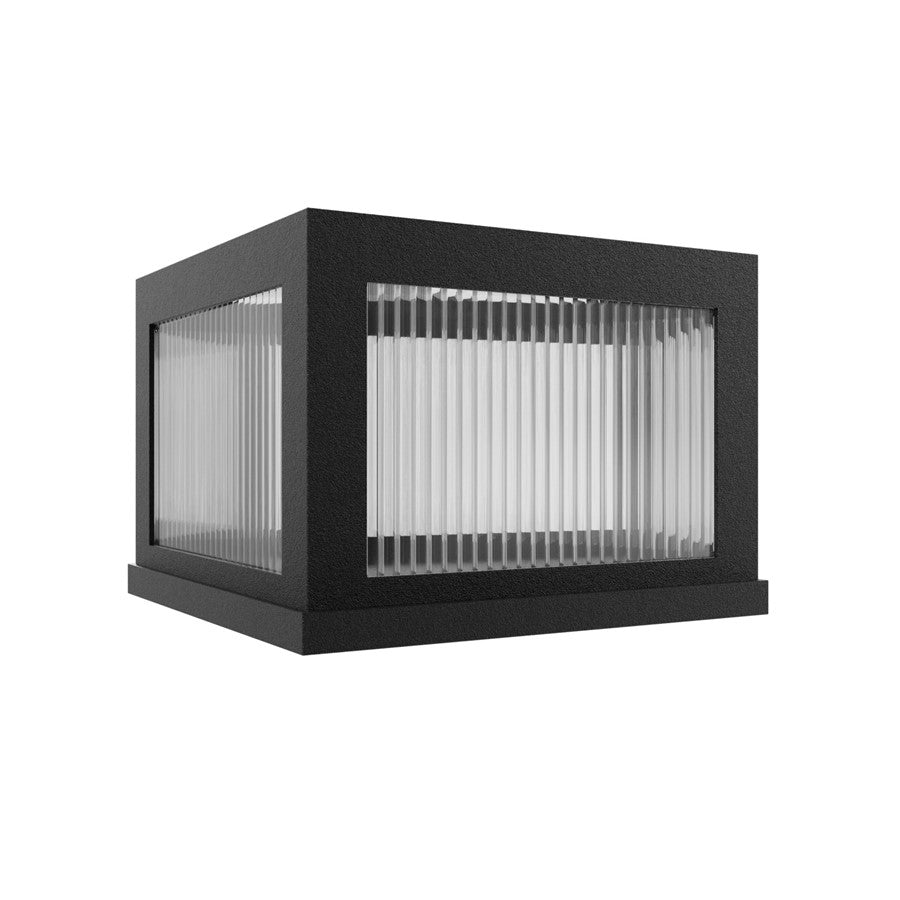 Avenue Lighting Avenue Outdoor 14in 1-Light Outdoor Sconce | Modern Black Aluminum and Ribbed Glass | Entryway & Covered Patio | Model AV9905-BLK