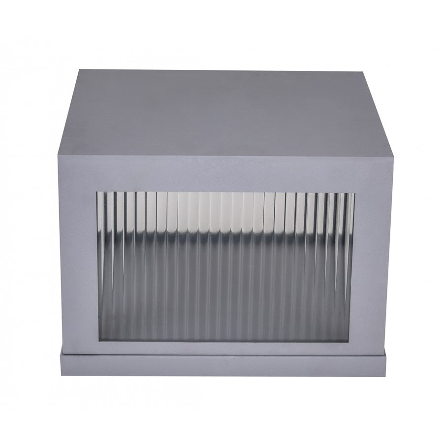 Avenue Lighting Avenue Outdoor 14in 1-Light Outdoor Sconce | Modern Silver Aluminum and Ribbed Glass | Entryway & Covered Patio | Model AV9905-SLV