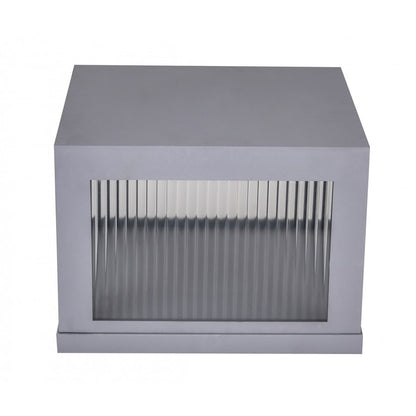 Avenue Lighting Avenue Outdoor 14in 1-Light Outdoor Sconce | Modern Silver Aluminum and Ribbed Glass | Entryway & Covered Patio | Model AV9905-SLV