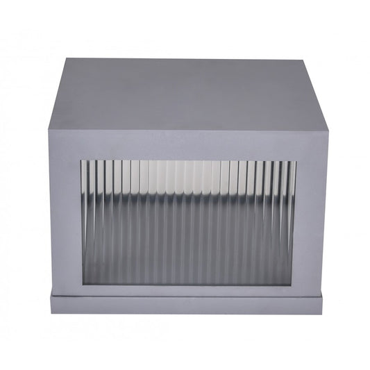 Avenue Lighting Avenue Outdoor 14in 1-Light Outdoor Sconce | Modern Silver Aluminum and Ribbed Glass | Entryway & Covered Patio | Model AV9905-SLV