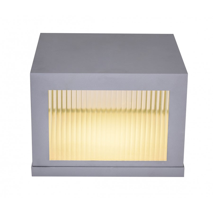 Avenue Lighting Avenue Outdoor 14in 1-Light Outdoor Sconce | Modern Silver Aluminum and Ribbed Glass | Entryway & Covered Patio | Model AV9905-SLV