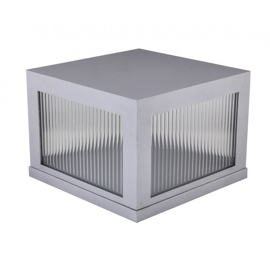 Avenue Lighting Avenue Outdoor 14in 1-Light Outdoor Sconce | Modern Silver Aluminum and Ribbed Glass | Entryway & Covered Patio | Model AV9905-SLV