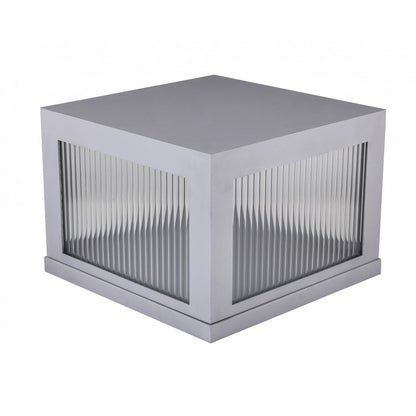 Avenue Lighting Avenue Outdoor 14in 1-Light Outdoor Sconce | Modern Silver Aluminum and Ribbed Glass | Entryway & Covered Patio | Model AV9905-SLV