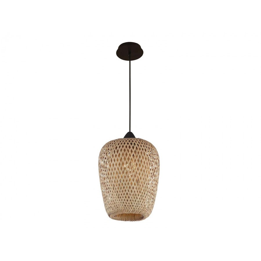 Avenue Lighting Tulum 7in 1-Light Pendant | Eco-Chic Bamboo Wicker and Black | Kitchen Island & Dining Room | 7 x 7 x 9 in | Model HF1001-BW