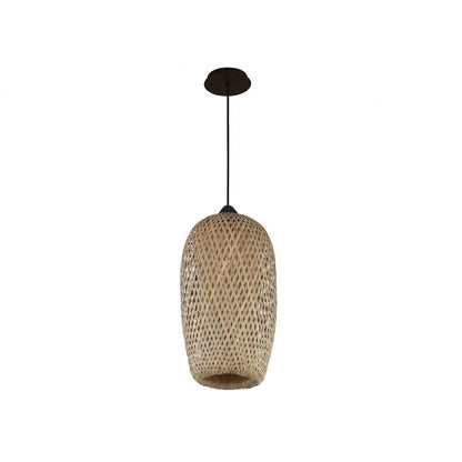 Avenue Lighting Tulum 5in 1-Light Pendant | Eco-Chic Bamboo Wicker and Black | Kitchen Island & Dining Room | 5 x 5 x 13 in | Model HF1002-BW