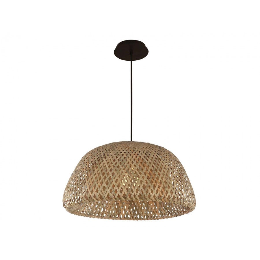 Avenue Lighting Tulum 17in 1-Light Pendant | Eco-Chic Bamboo Wicker and Black | Kitchen Island & Dining Room | 17 x 17 x 8 in | Model HF1003-BW