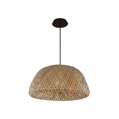 Avenue Lighting Tulum 17in 1-Light Pendant | Eco-Chic Bamboo Wicker and Black | Kitchen Island & Dining Room | 17 x 17 x 8 in | Model HF1003-BW
