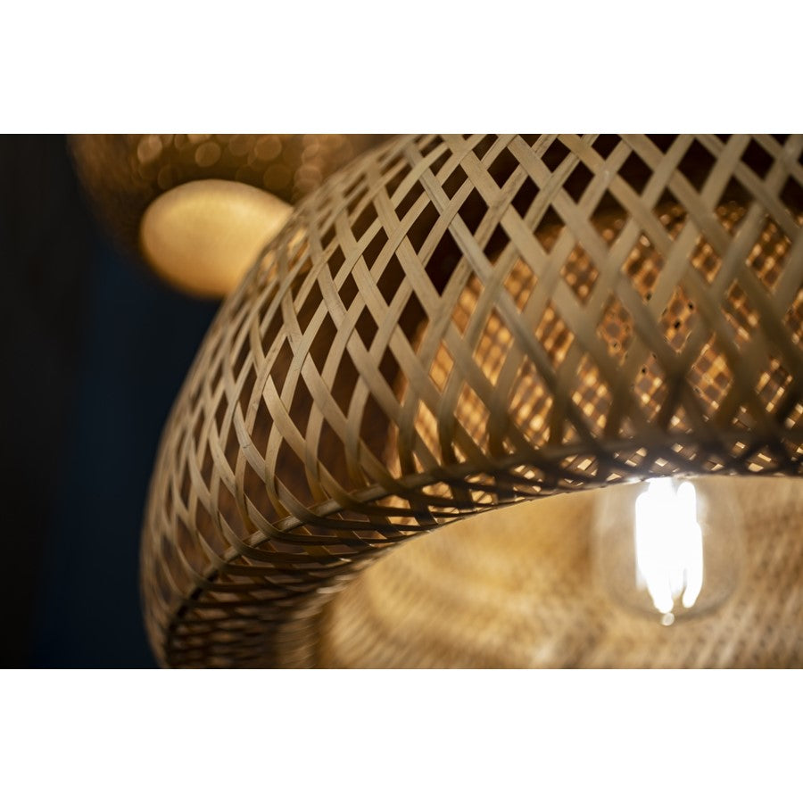 Avenue Lighting Tulum 17in 1-Light Pendant | Eco-Chic Bamboo Wicker and Black | Kitchen Island & Dining Room | 17 x 17 x 8 in | Model HF1003-BW