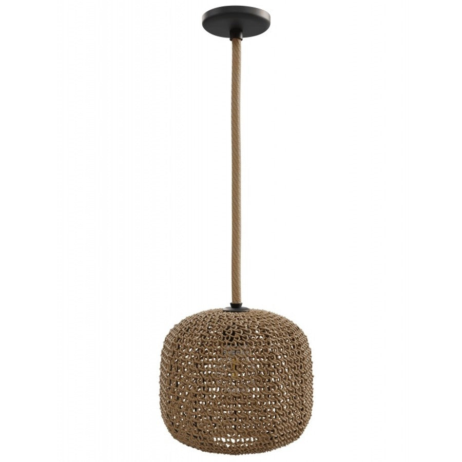 Avenue Lighting Malibu 9in 1-Light Pendant | Rustic Natural Hemp Rope | Kitchen Island & Dining Room | 11 x 11 x 9 in | Model HF1004-RP